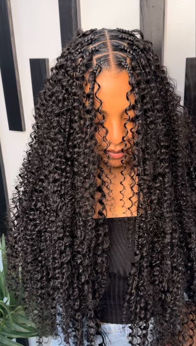 Goddess Braids — Boho & goddess braids at Qasr Alshar Salon, Dubai — soft curly-end styling near Union Metro, Deira.