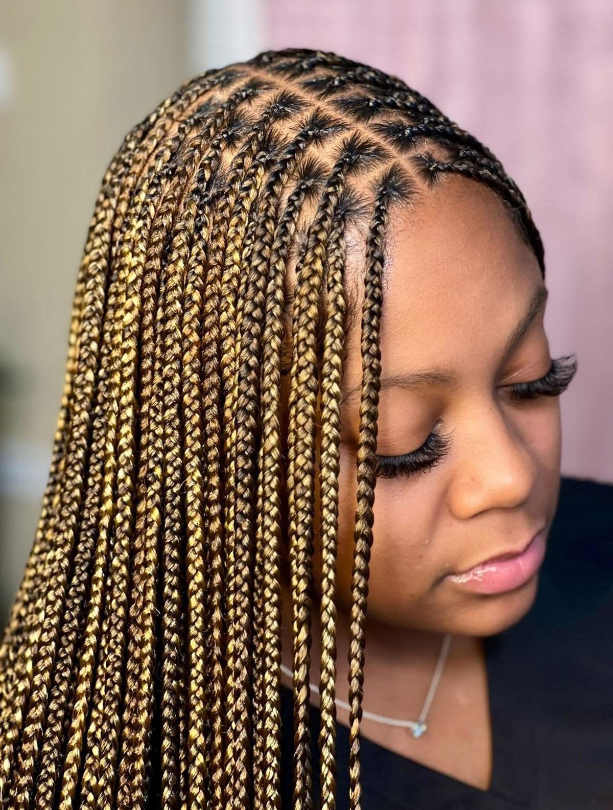 Box Braids — Knotless & box braids by Qasr Alshar Salon, Dubai — gentle, protective styling for Afro-textured hair near Union Metro, Deira.