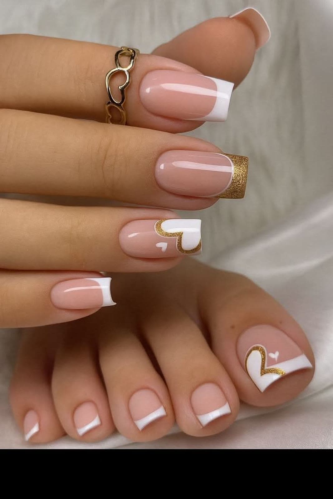 Gold Heart Mani-Pedi — Gel manicures, pedicures, nail art & extensions at Qasr Alshar Salon, Dubai — near Union Metro, Deira.