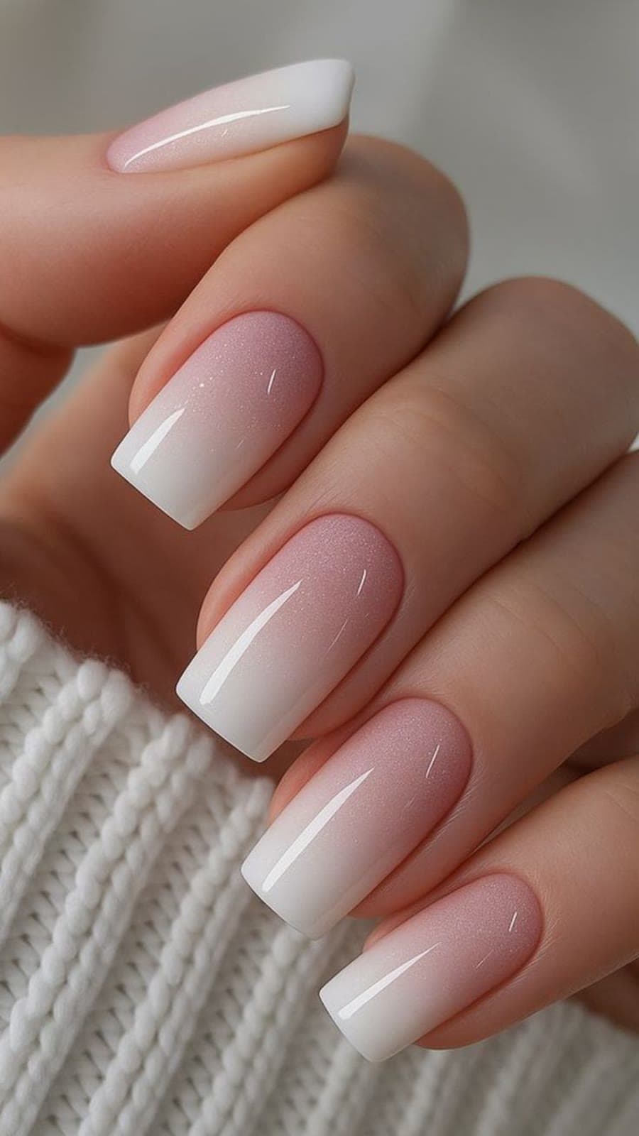 Ombré Blush Square — Gel manicures, pedicures, nail art & extensions at Qasr Alshar Salon, Dubai — near Union Metro, Deira.